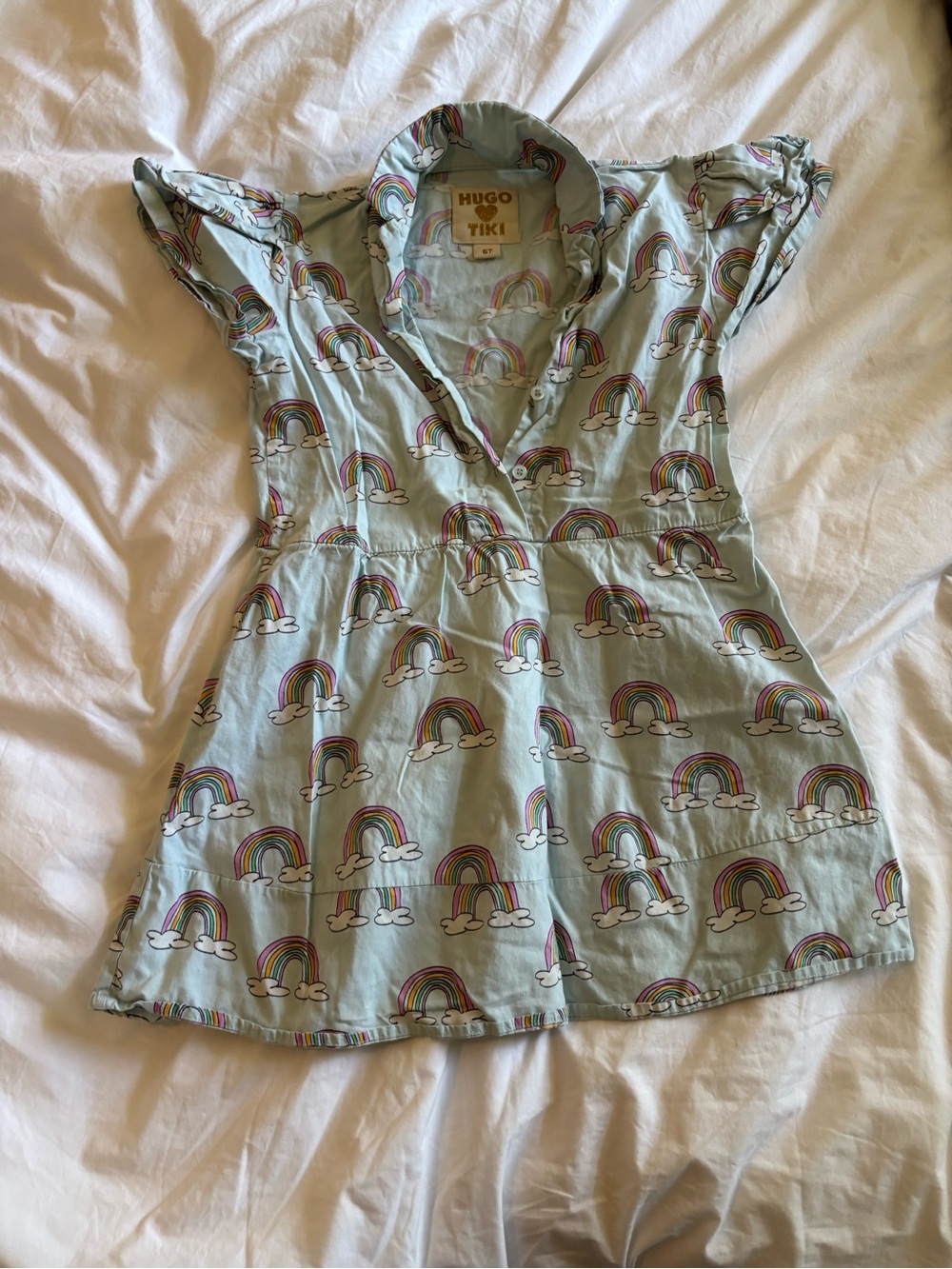 Hugo Tiki Mint Rainbow Print Casual Dress for Girls